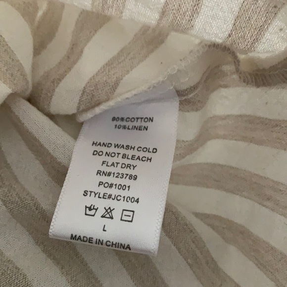 Jolie Striped Linen Front Tie Button Front Top - Picture 10 of 13